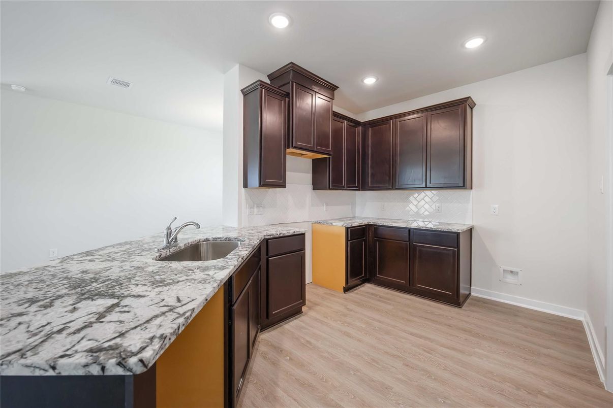 Interior, Kitchen, Recessed Lighting, Wood Texture Flooring