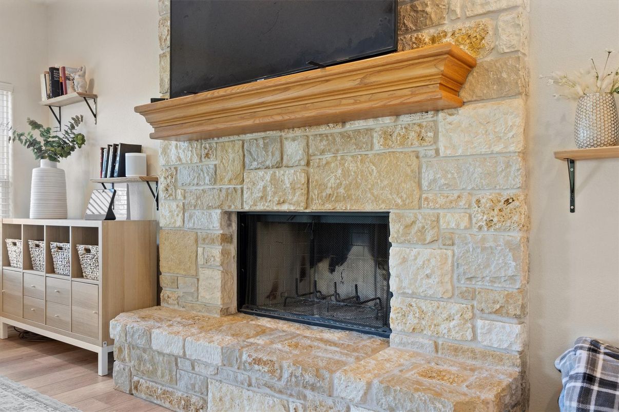 Fireplace, Interior, Stone Walls, Wood Texture Flooring