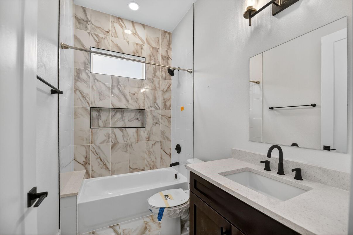Bathroom, Interior, Marble Walls, Recessed Lighting