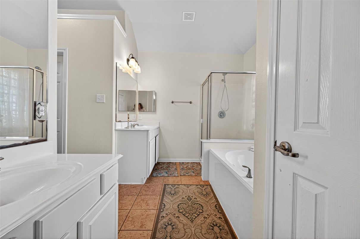 Bathroom, Dual Sink Vanities, Glass Shower, Interior