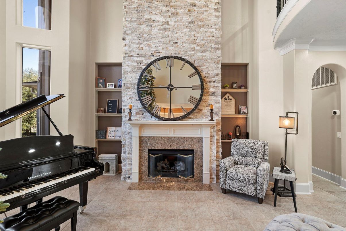Fireplace, Interior, Piano, Stone Walls