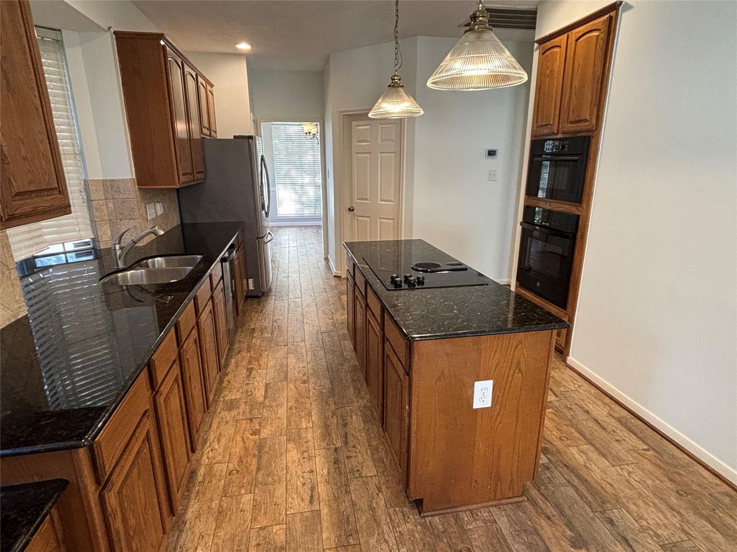 Interior, Kitchen, Pendant Lights, Recessed Lighting, Wood Texture Flooring