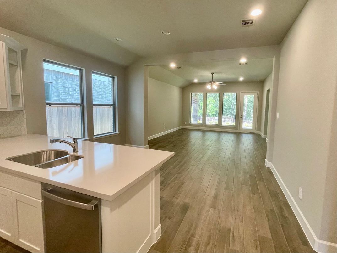 Interior, Kitchen, Recessed Lighting, Wood Texture Flooring