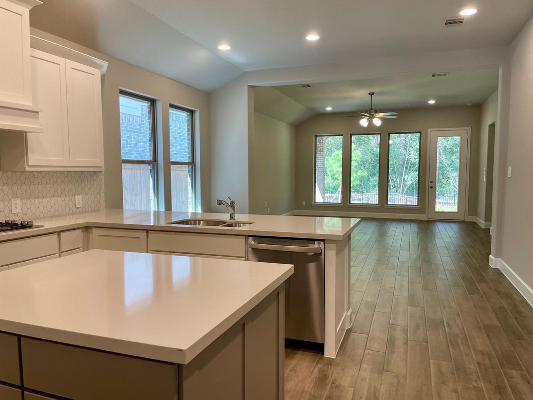 Interior, Kitchen, Recessed Lighting, Wood Texture Flooring