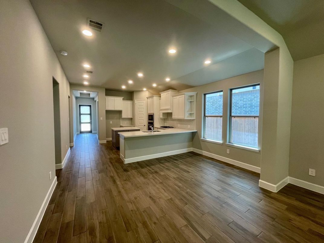Interior, Kitchen, Recessed Lighting, Wood Texture Flooring
