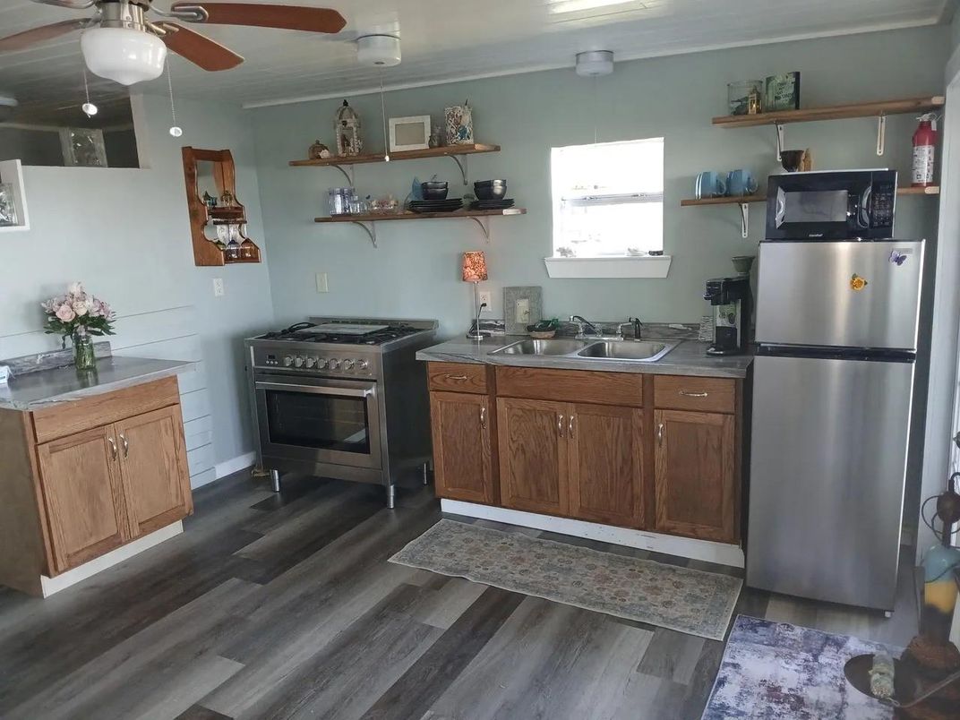Interior, Kitchen, Stainless Steel Appliances, Wood Texture Flooring