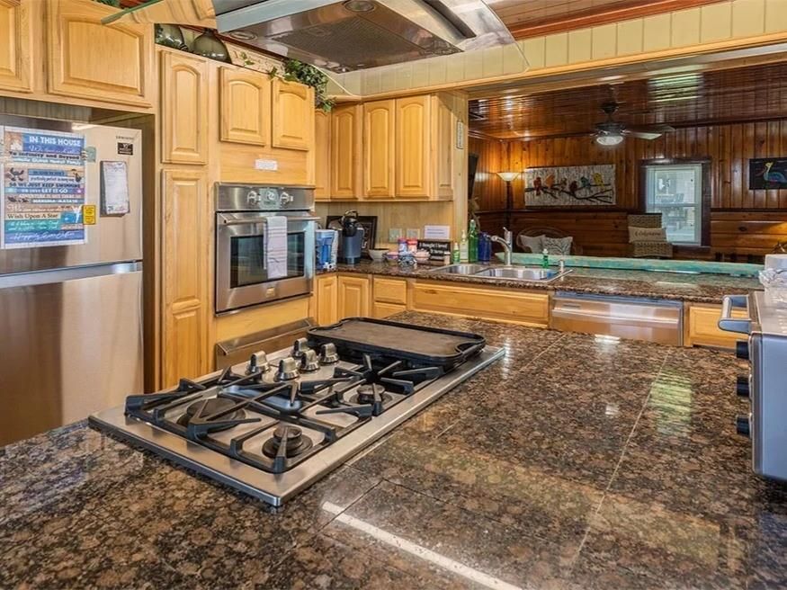 Interior, Kitchen, Stainless Steel Appliances, Wooden Walls