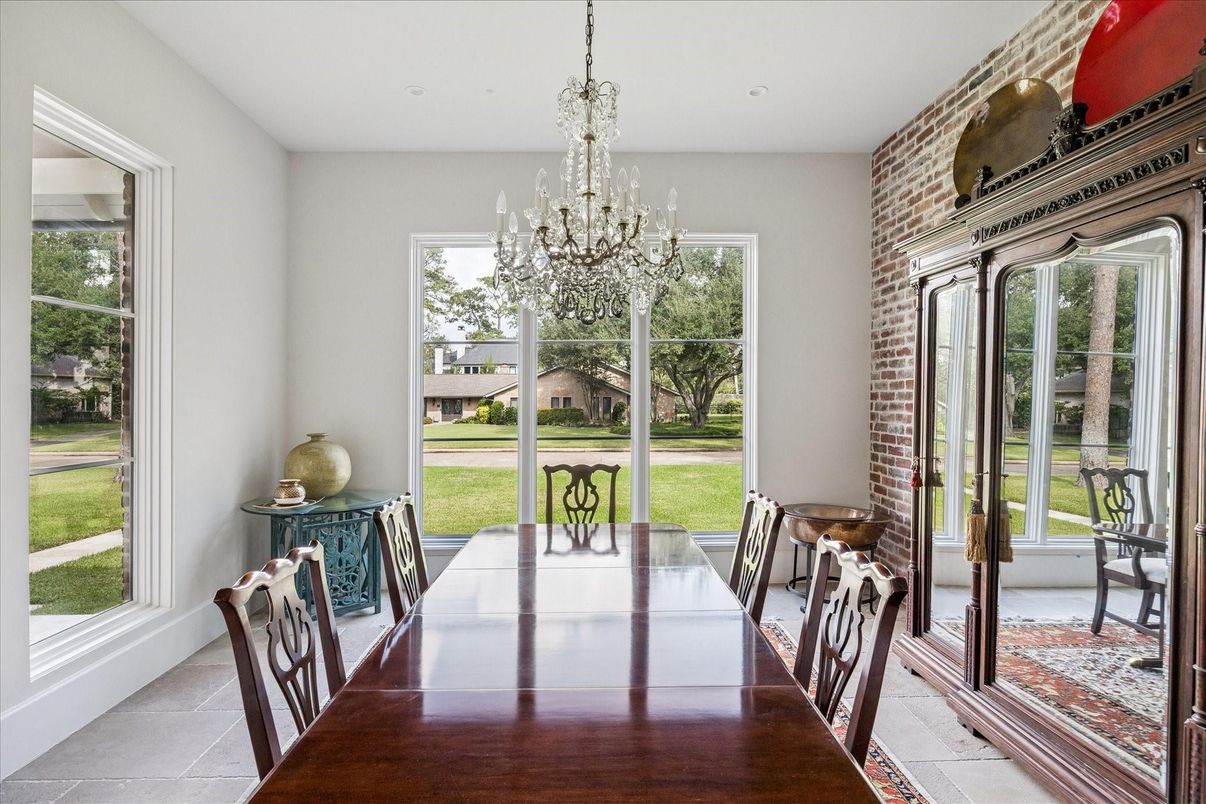Chandelier, Dining room, Interior, Stone Walls