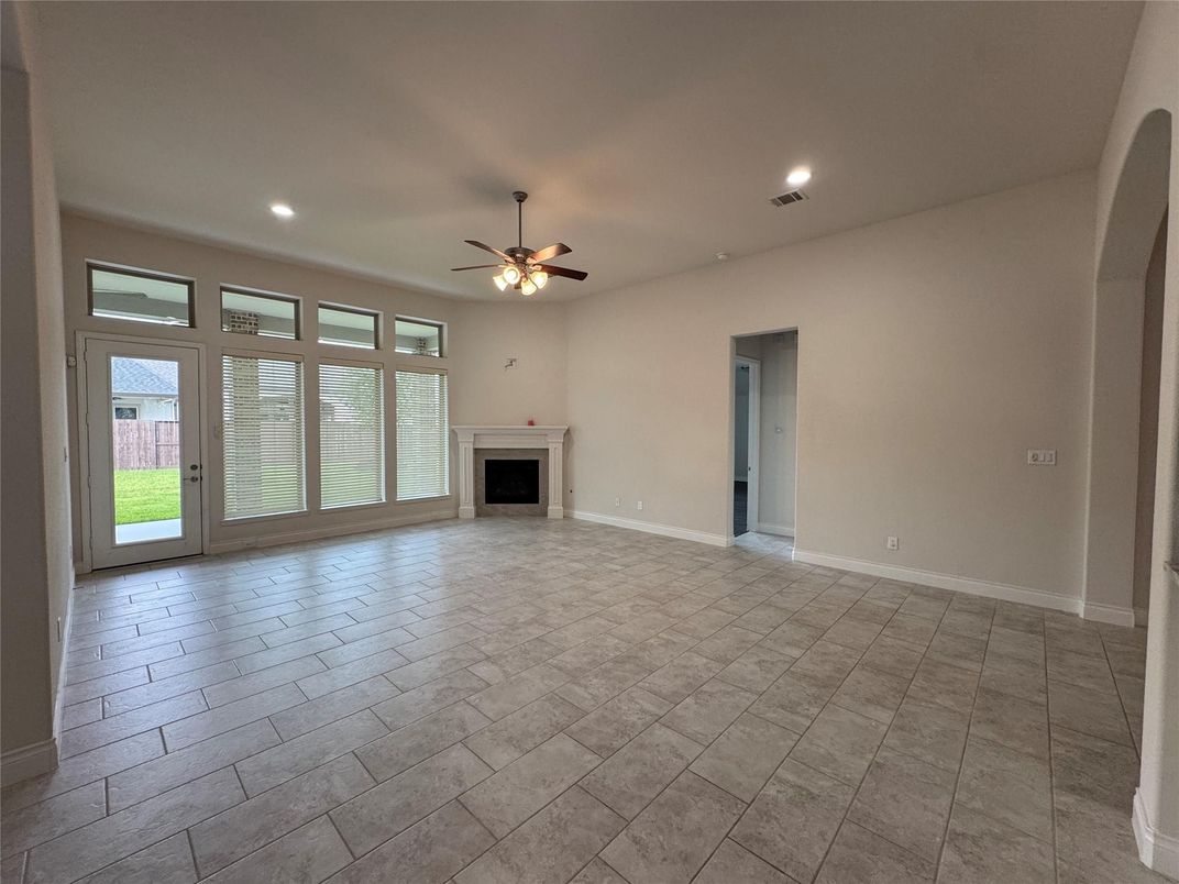 Empty room, Fireplace, Interior, Recessed Lighting