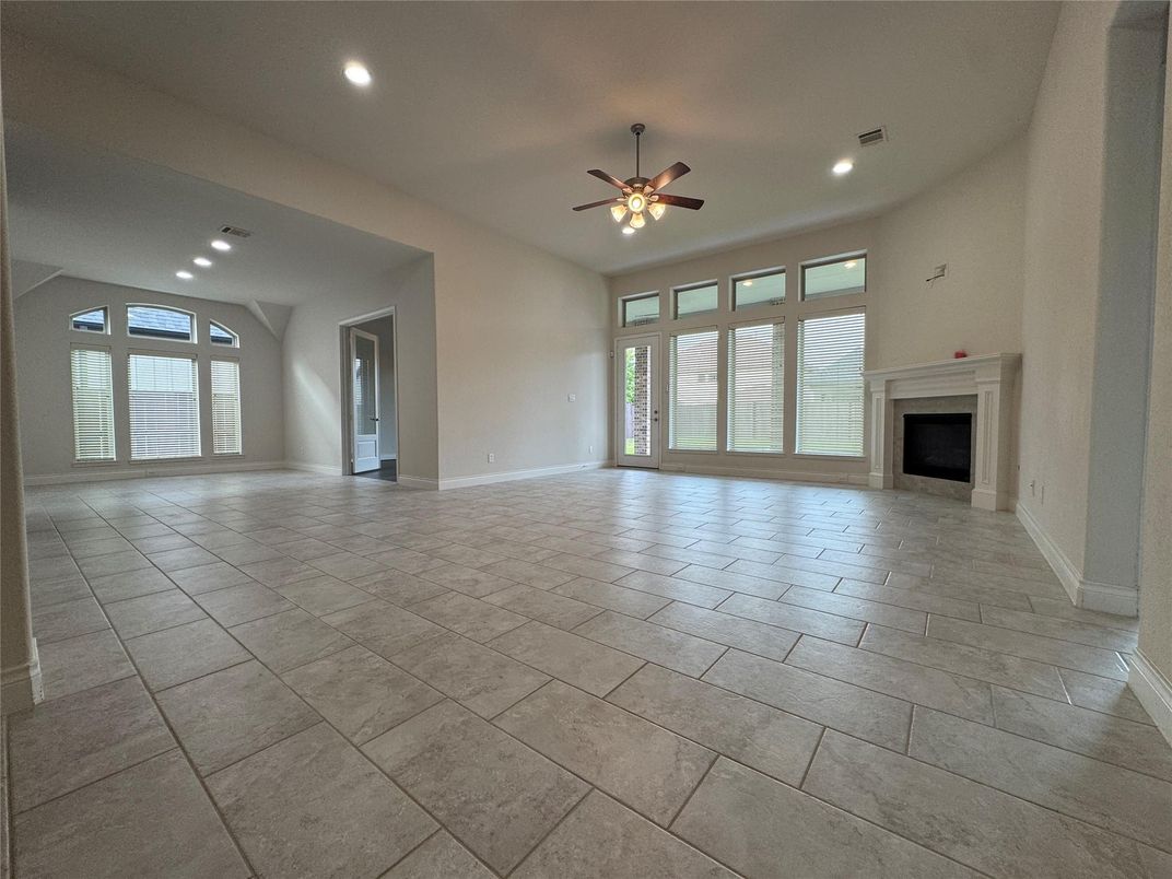 Empty room, Fireplace, Interior, Recessed Lighting