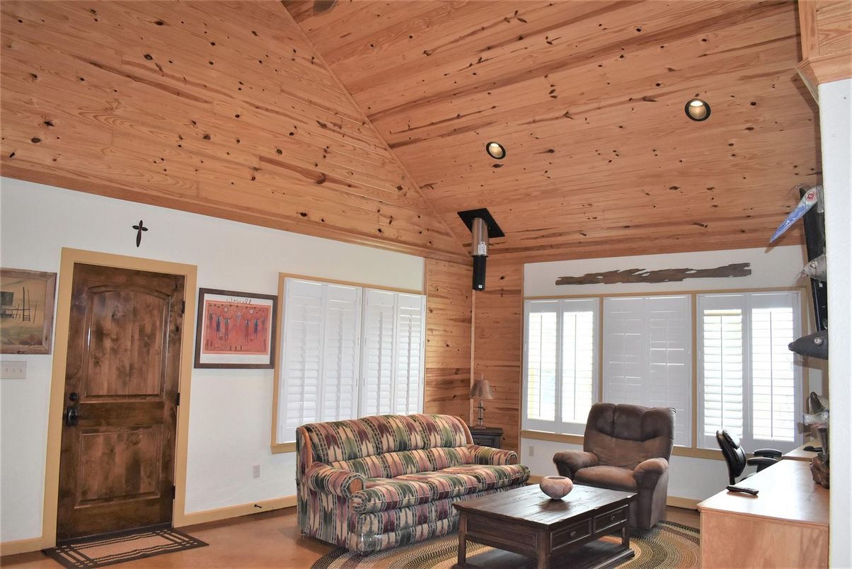 Interior, Living room, Recessed Lighting, Wooden Ceilings