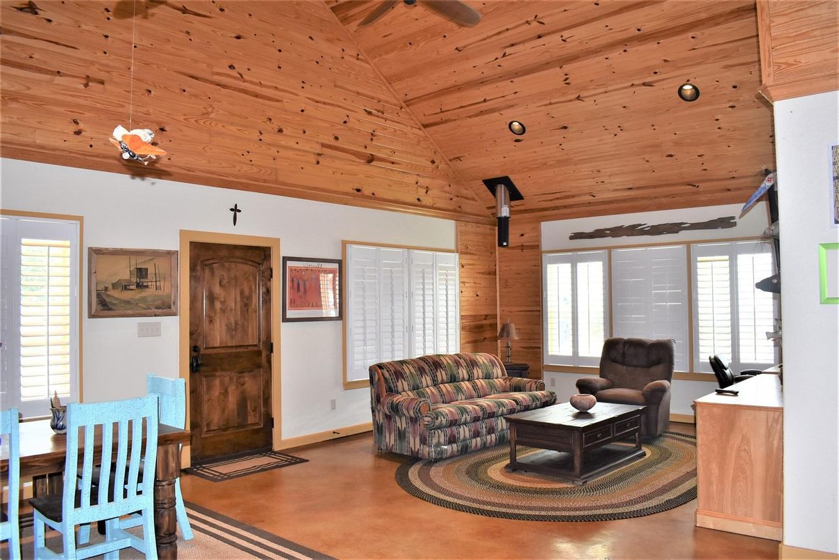 Interior, Living room, Recessed Lighting, Wooden Ceilings, Wooden Walls