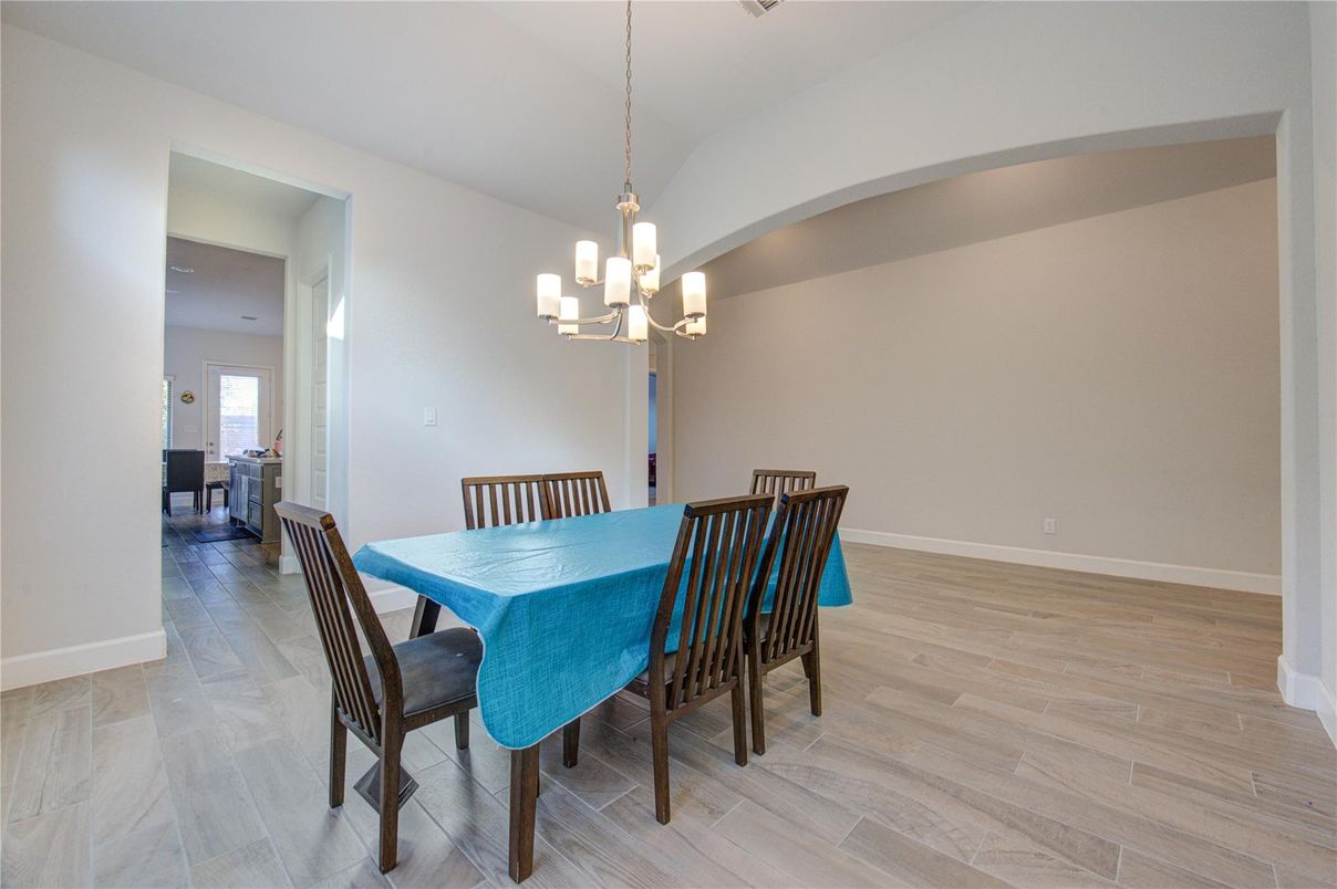 Chandelier, Dining room, Interior, Wood Texture Flooring