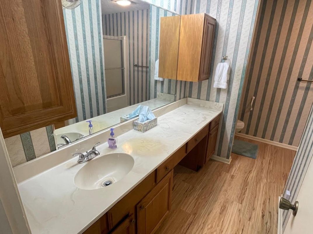 Bathroom, Dual Sink Vanities, Interior, Wood Texture Flooring