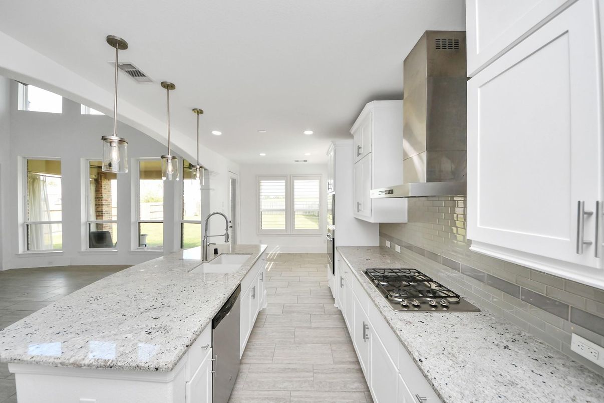 Interior, Kitchen, Pendant Lights, Recessed Lighting, Wood Texture Flooring