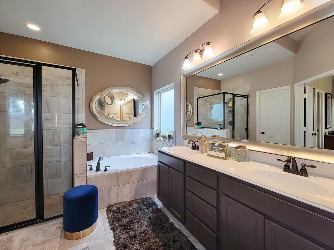 Bathroom, Dual Sink Vanities, Glass Shower, Interior, Recessed Lighting