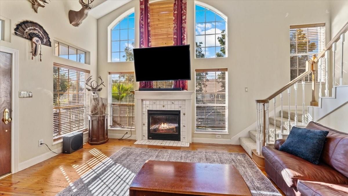 Fireplace, Interior, Wood Texture Flooring
