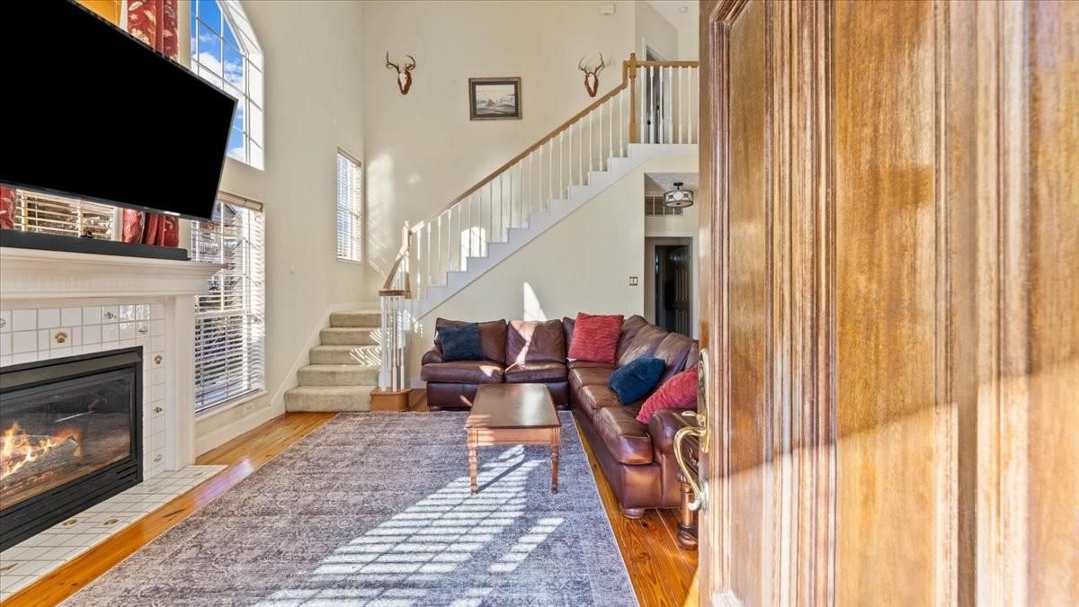 Fireplace, Interior, Living room, Wood Texture Flooring