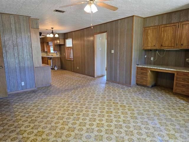 Chandelier, Empty room, Interior, Kitchen, Wooden Walls