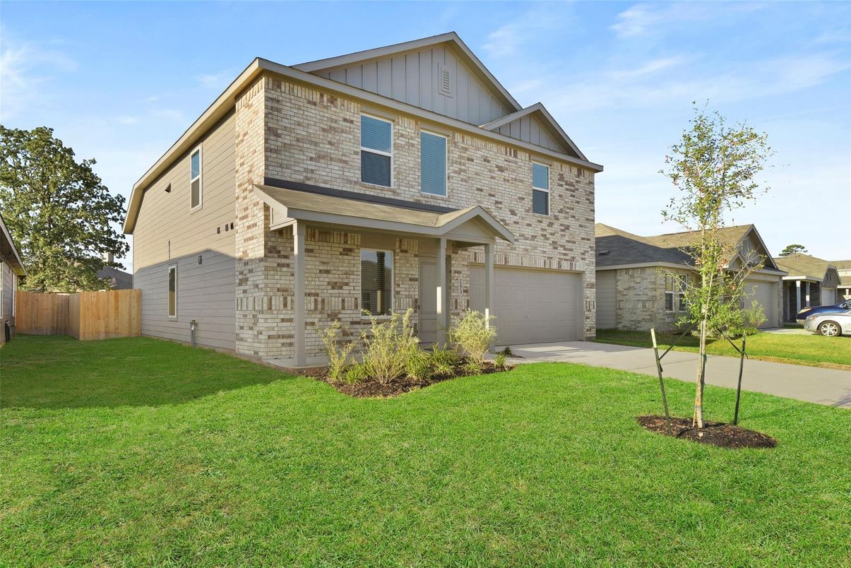 Attached, Backyard, Exterior, Facade, Brick Traditional