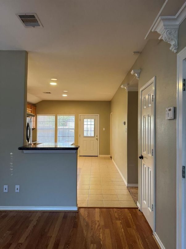 Interior, Kitchen, Recessed Lighting, Wood Texture Flooring