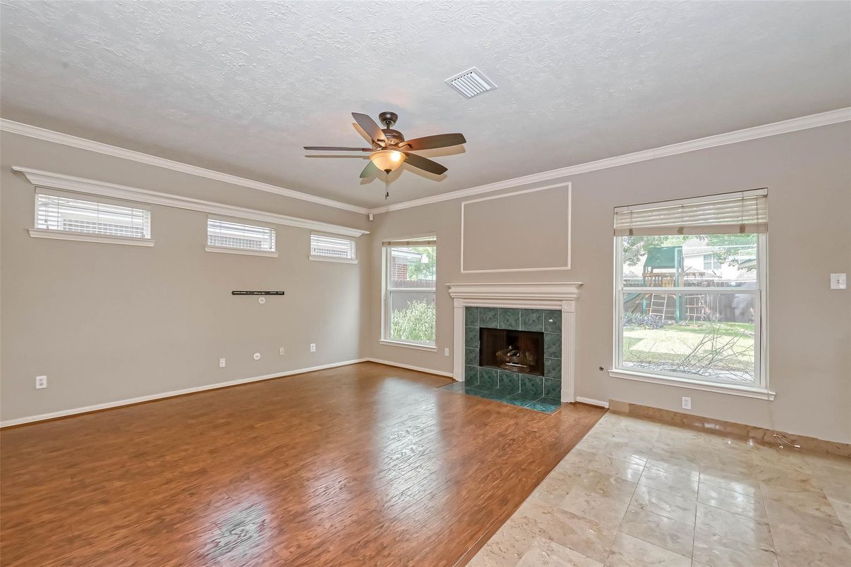 Empty room, Fireplace, Interior, Wood Texture Flooring