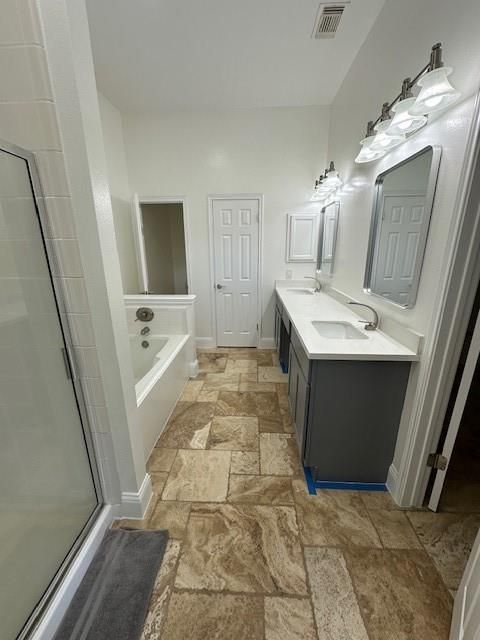 Bathroom, Dual Sink Vanities, Glass Shower, Interior