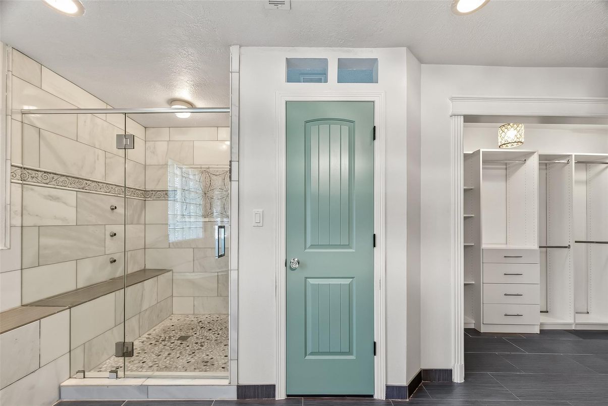 Bathroom, Glass Shower, Interior, Recessed Lighting