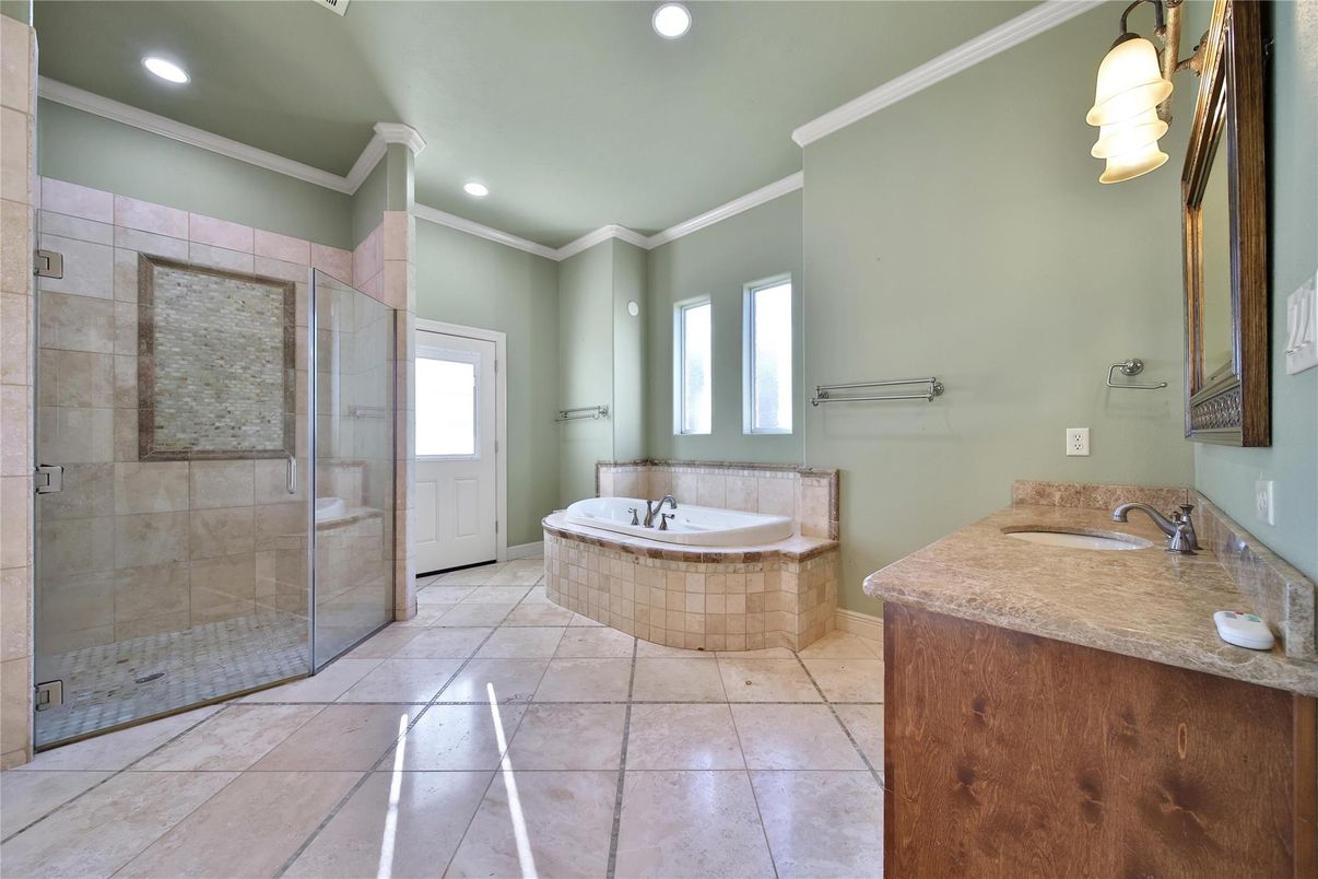 Bathroom, Glass Shower, Interior, Recessed Lighting