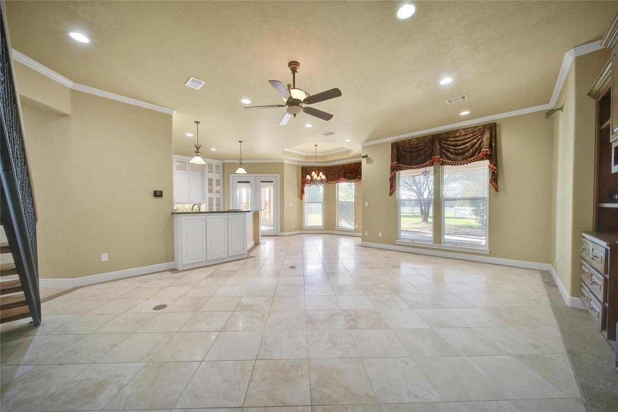 Empty room, Interior, Kitchen, Pendant Lights, Recessed Lighting