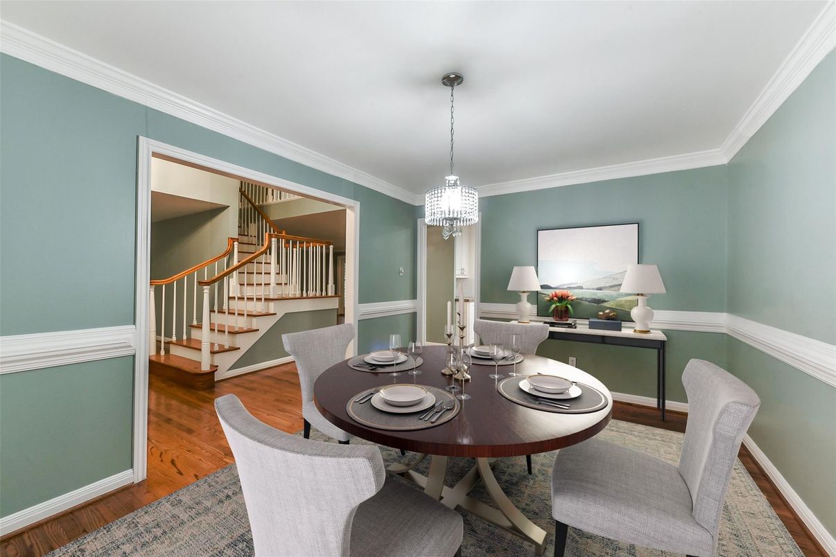 Chandelier, Dining room, Interior, Wood Texture Flooring