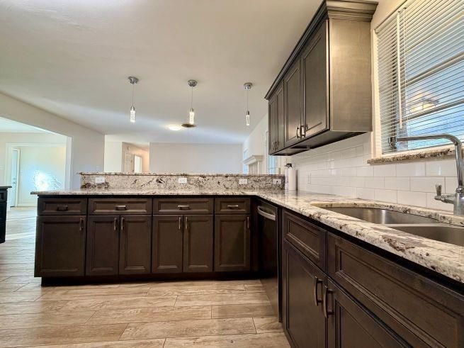 Interior, Kitchen, Pendant Lights, Wood Texture Flooring