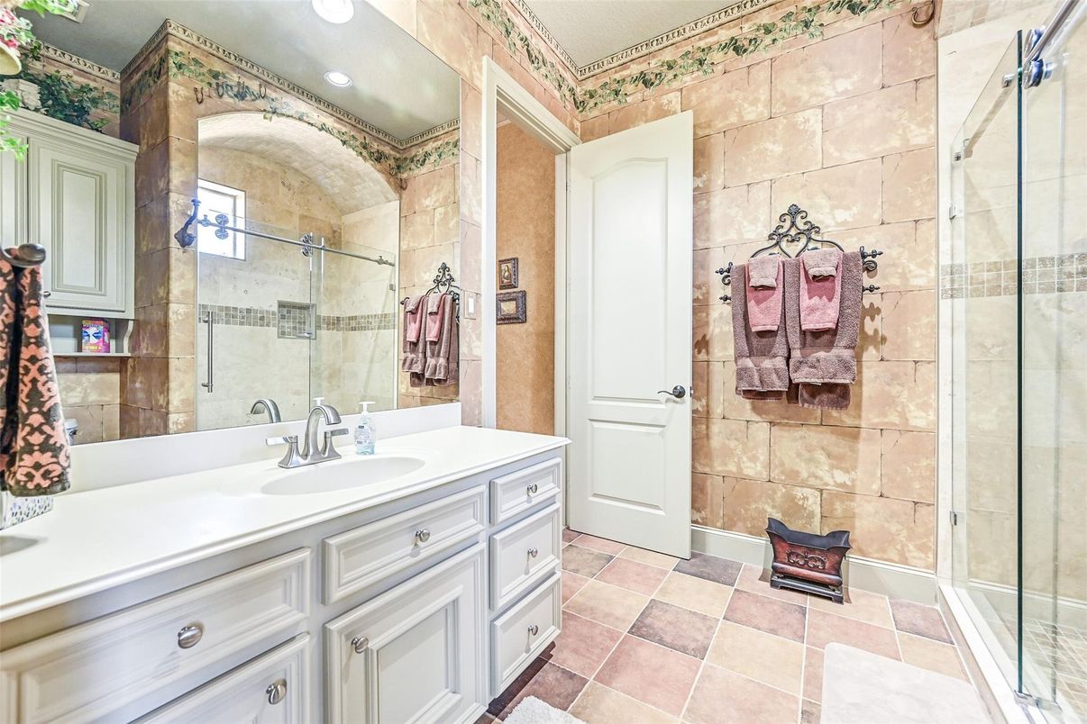 Bathroom, Glass Shower, Interior, Recessed Lighting