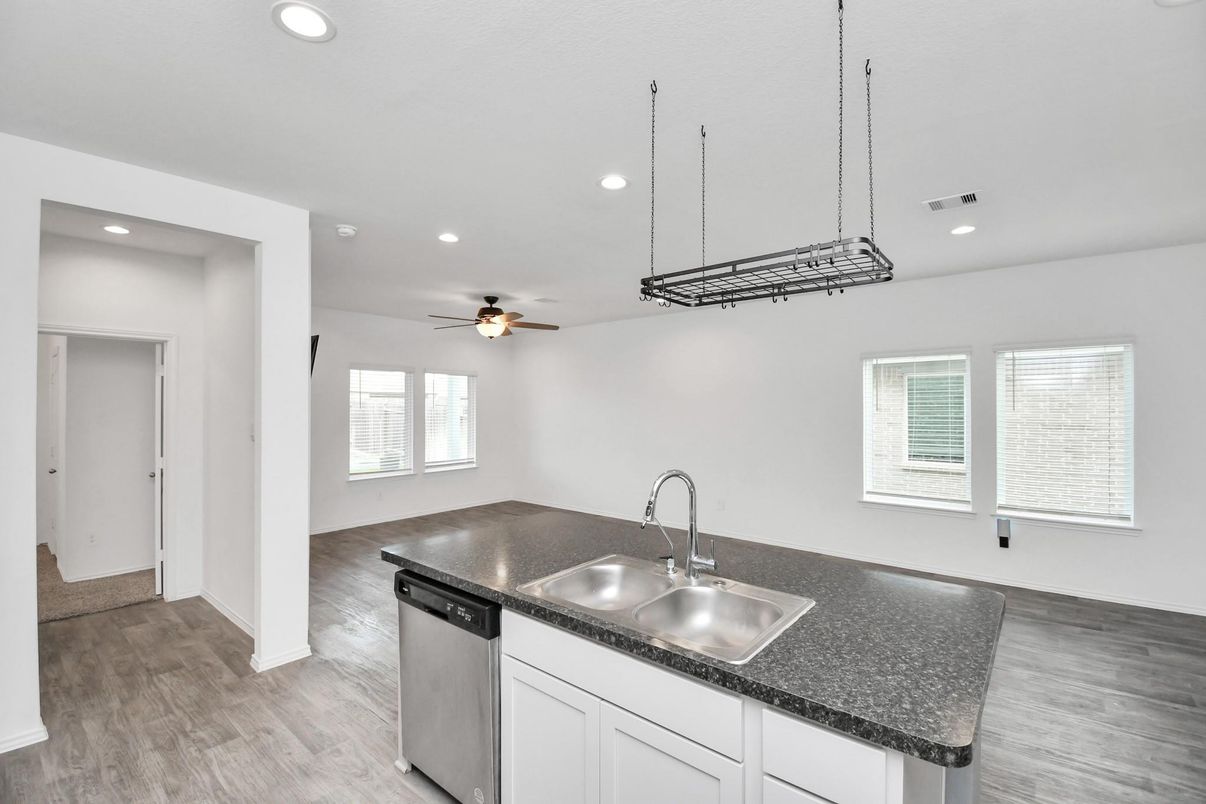 Interior, Kitchen, Recessed Lighting, Wood Texture Flooring