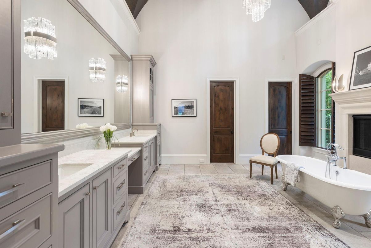 Bathroom, Chandelier, Dual Sink Vanities, Free Standing Baths, Interior