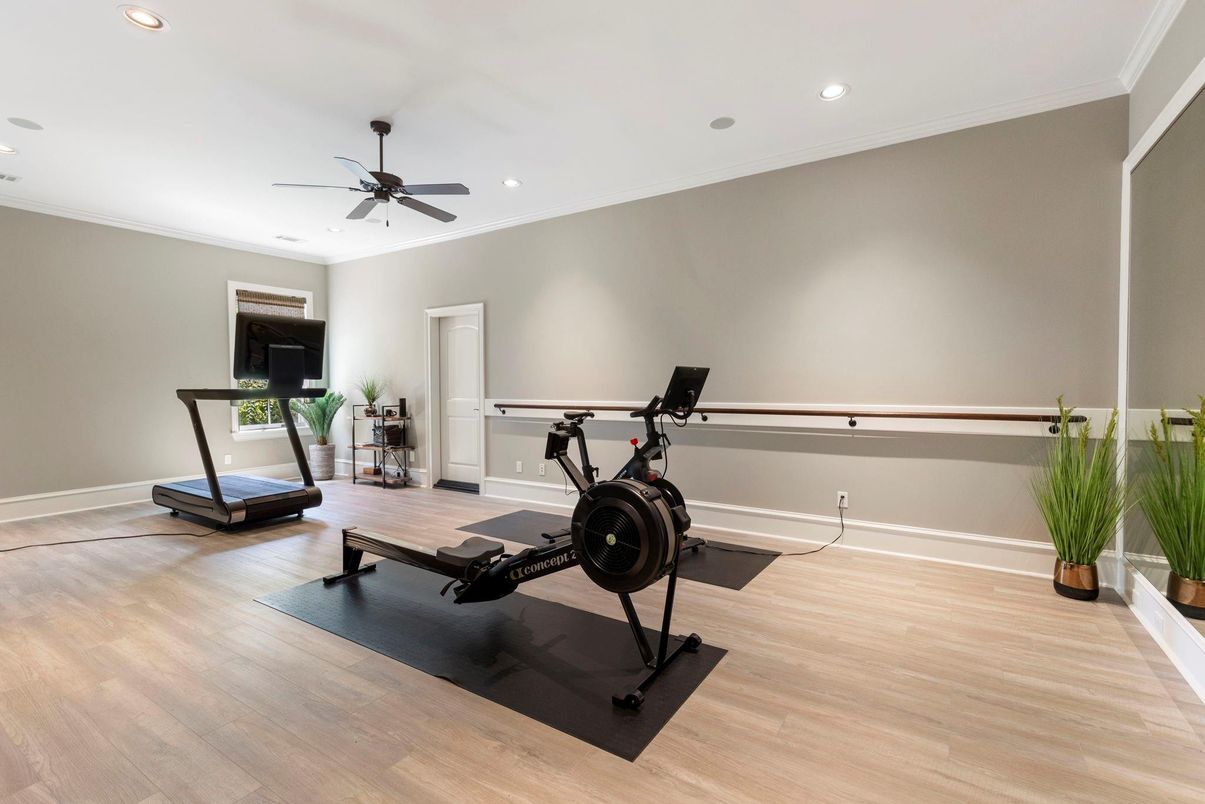 Fitness Equipment, Interior, Recessed Lighting, Wood Texture Flooring