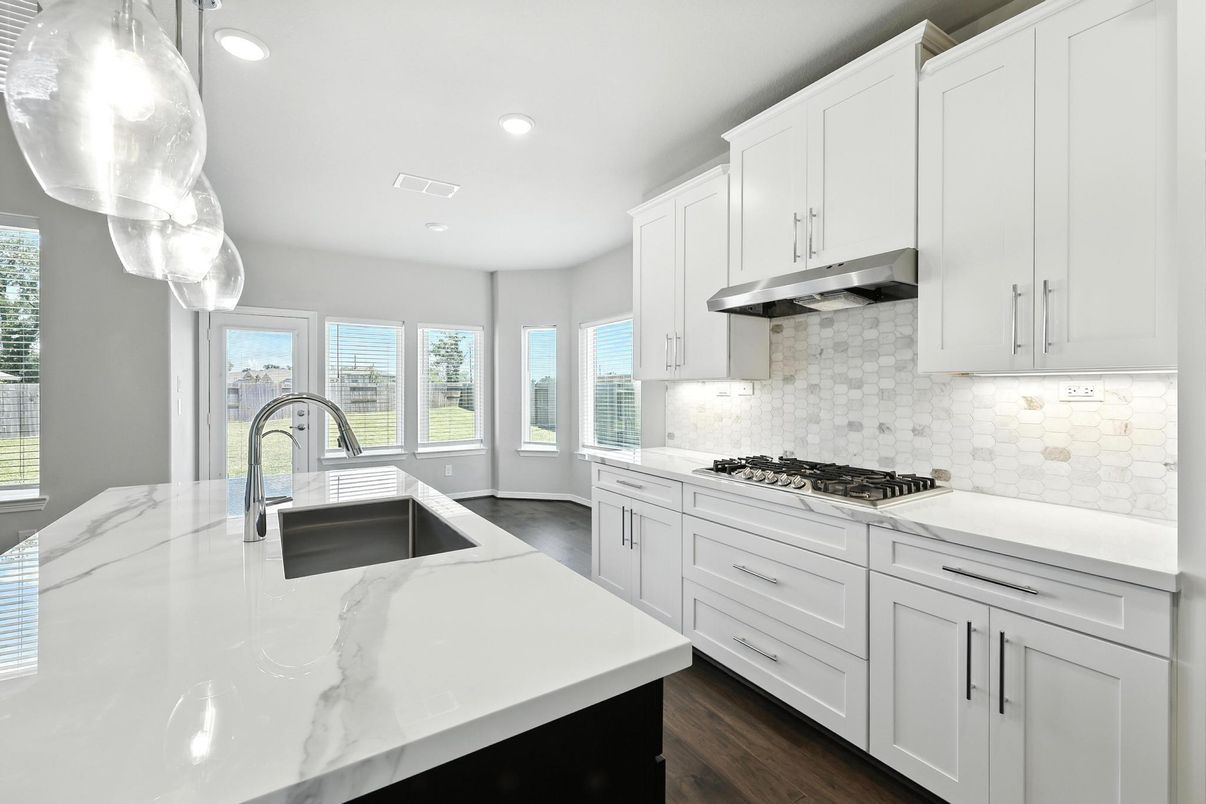 Interior, Kitchen, Recessed Lighting, Wood Texture Flooring