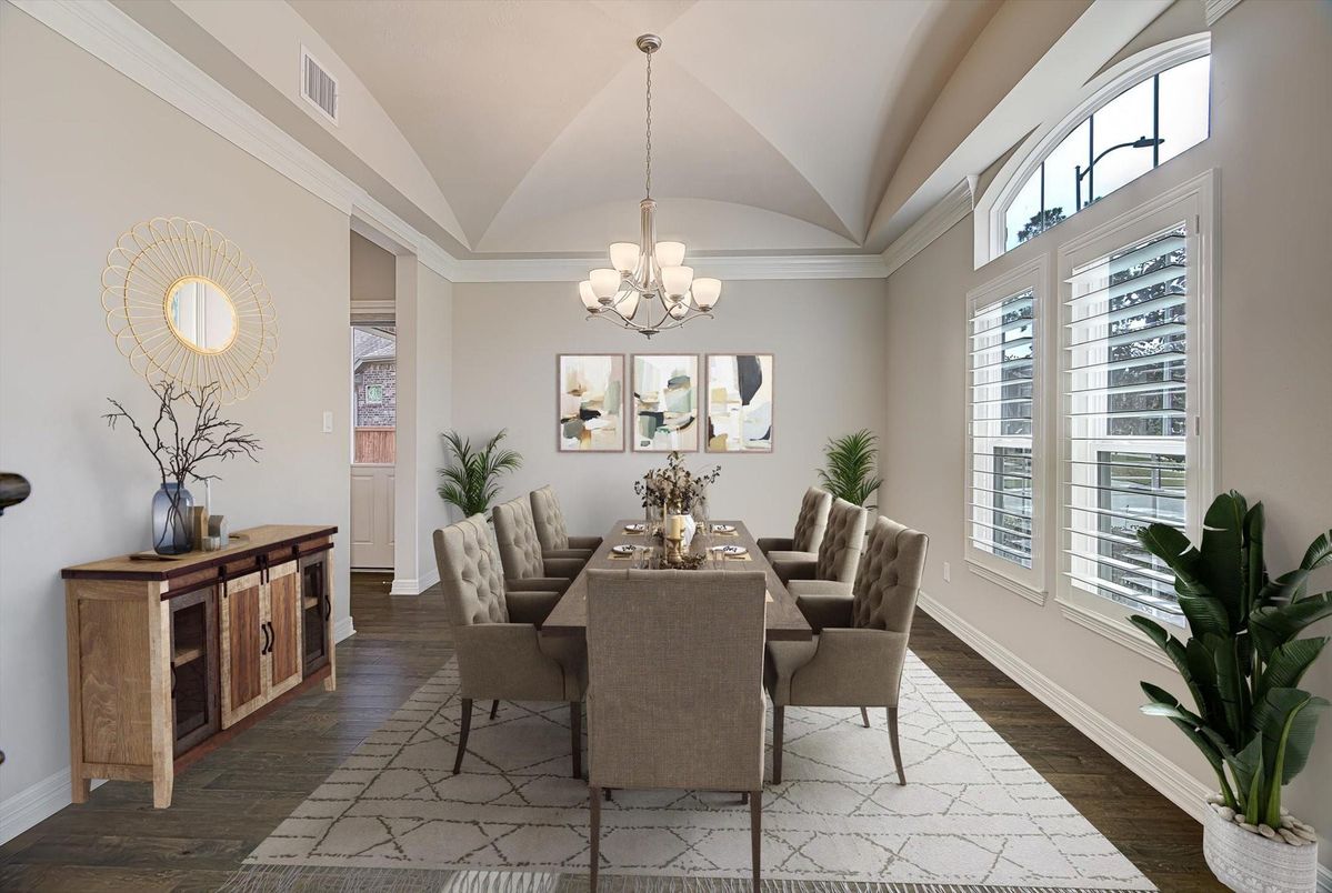 Chandelier, Dining room, Interior, Wood Texture Flooring
