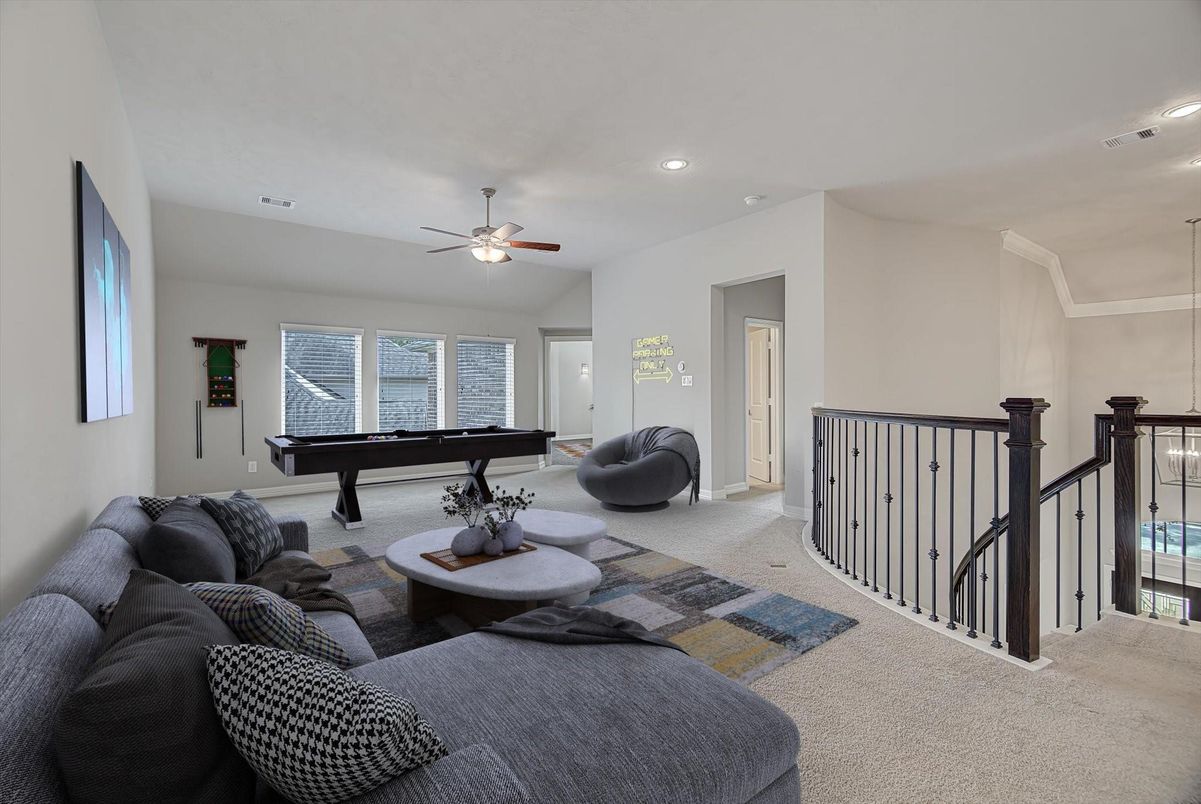 Billiard Table, Game Room, Interior, Recessed Lighting