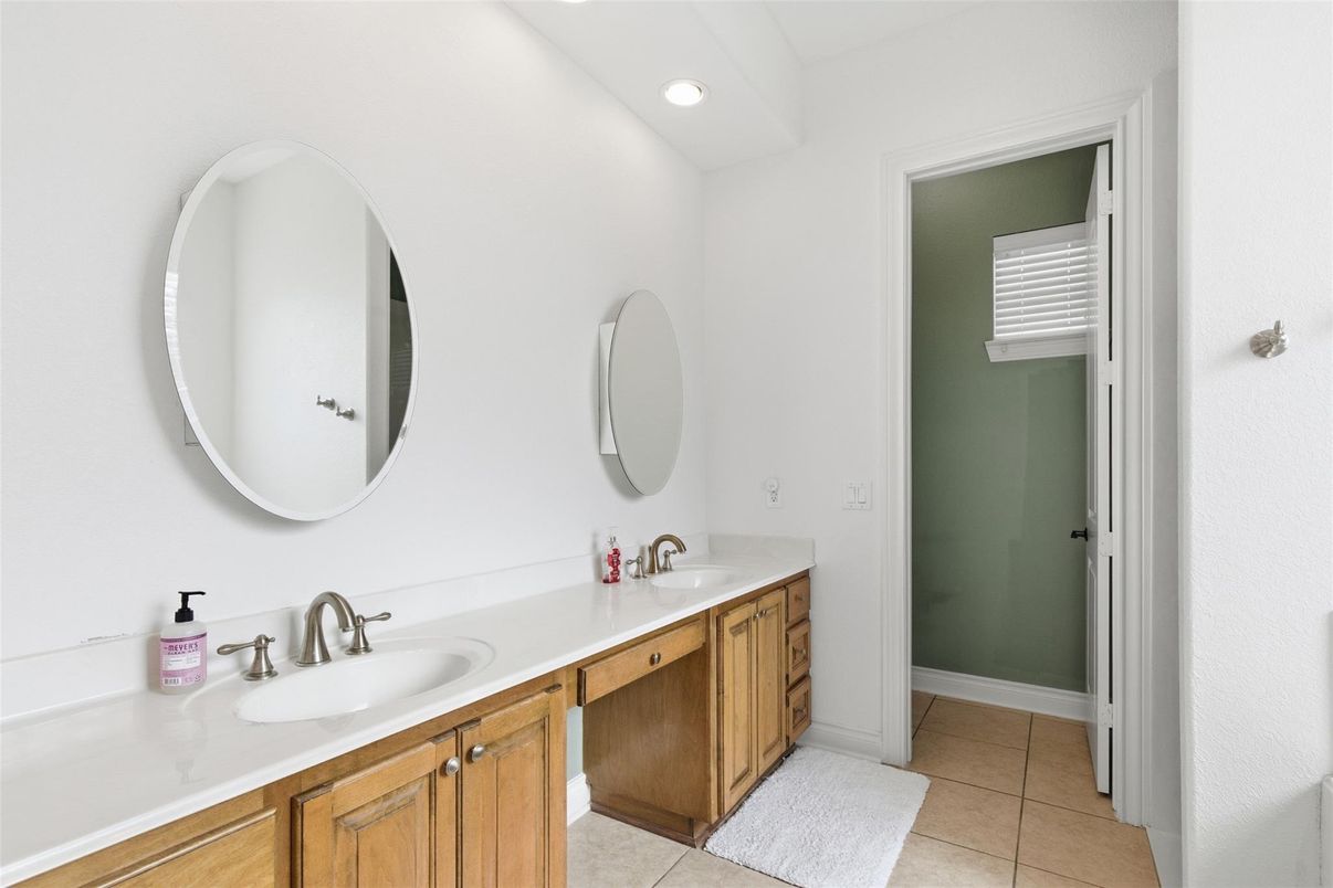 Bathroom, Dual Sink Vanities, Glass Shower, Interior, Recessed Lighting