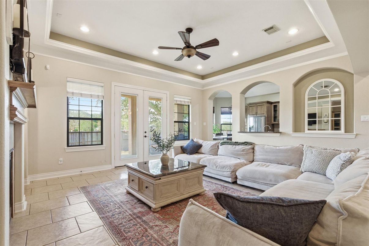 Fireplace, Interior, Living room, Recessed Lighting