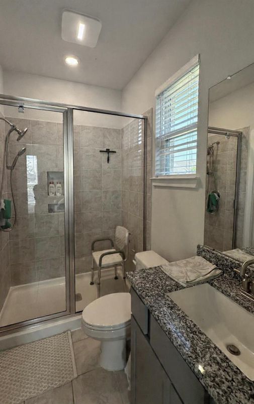 Bathroom, Glass Shower, Interior, Recessed Lighting