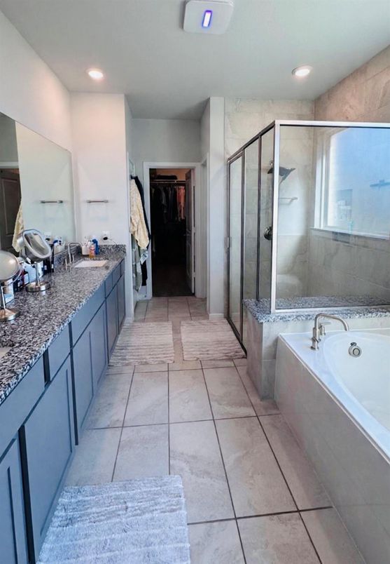 Bathroom, Dual Sink Vanities, Glass Shower, Interior, Recessed Lighting