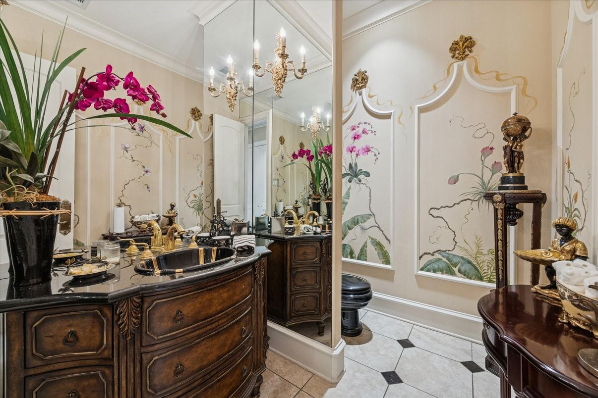 Bathroom, Chandelier, Interior