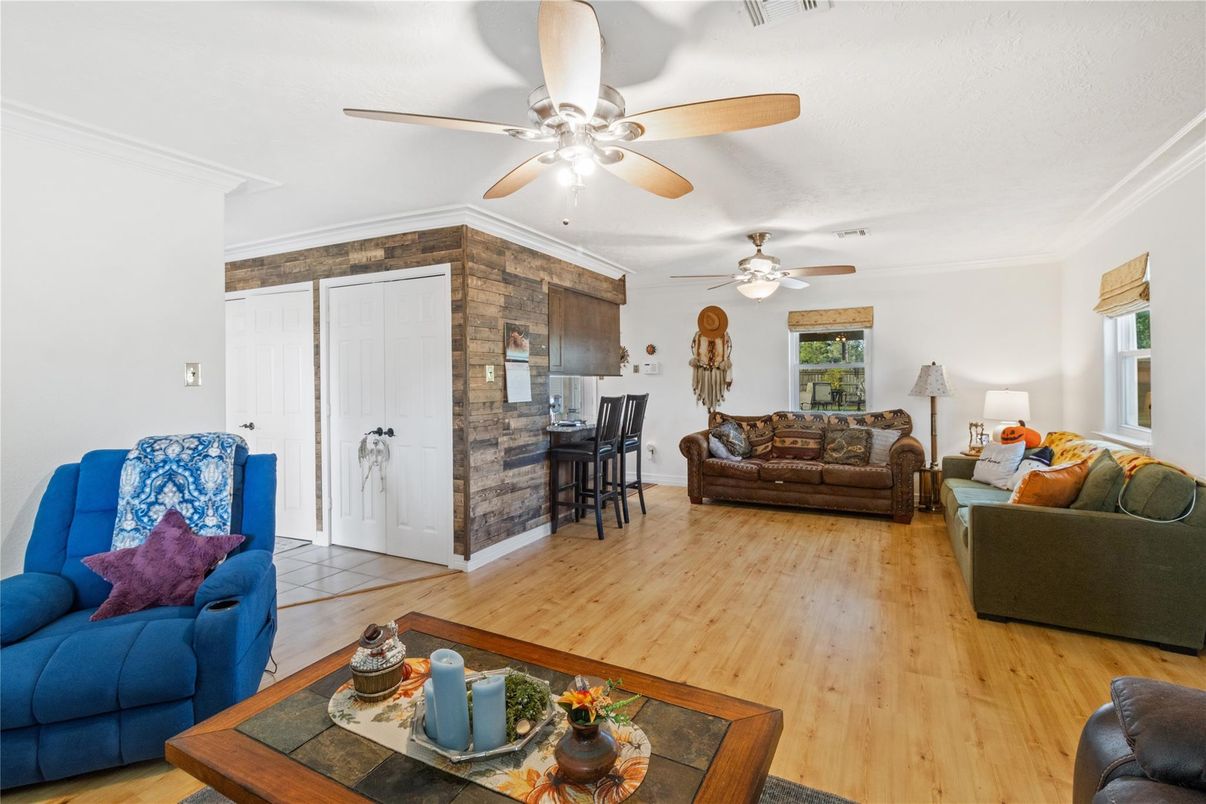 Interior, Living room, Stone Walls, Wood Texture Flooring