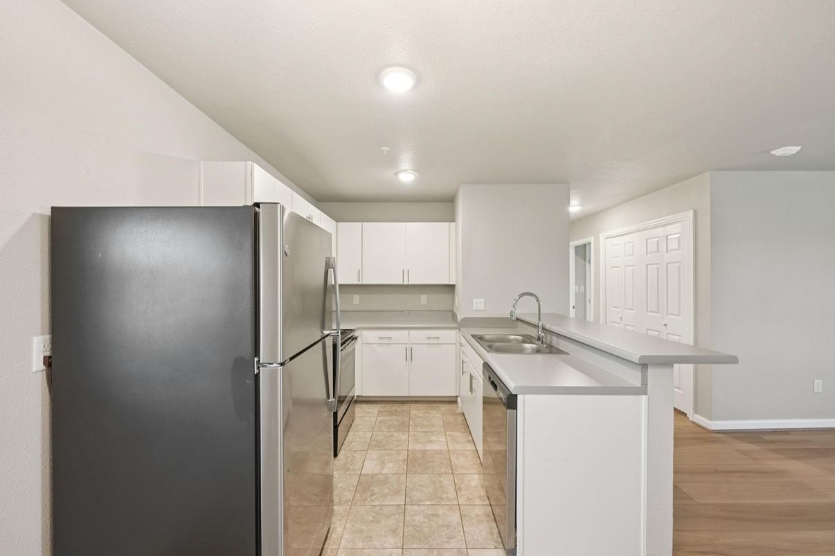 Interior, Kitchen, Recessed Lighting, Wood Texture Flooring