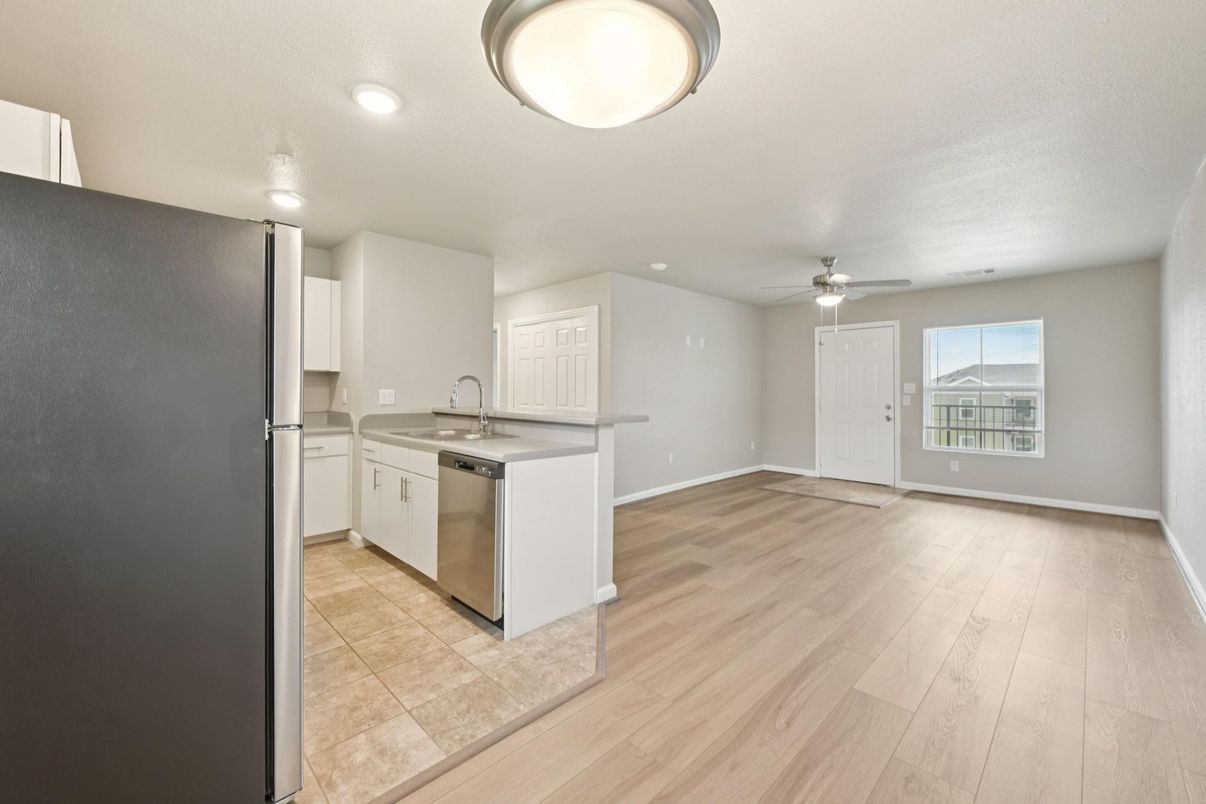 Interior, Kitchen, Recessed Lighting, Wood Texture Flooring