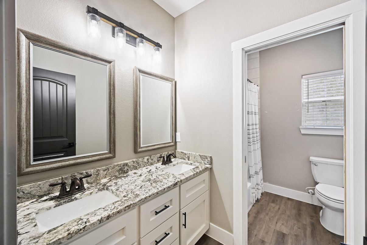 Bathroom, Dual Sink Vanities, Interior, Wood Texture Flooring