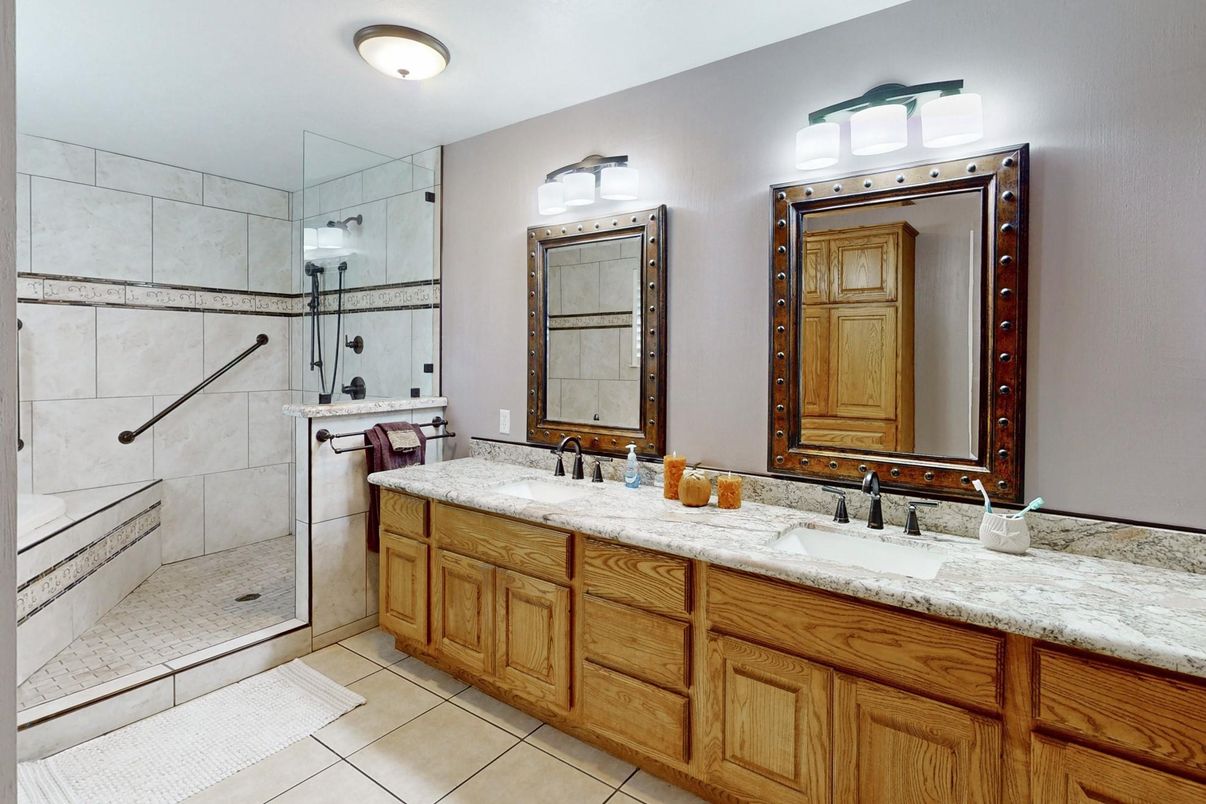 Bathroom, Dual Sink Vanities, Glass Shower, Interior