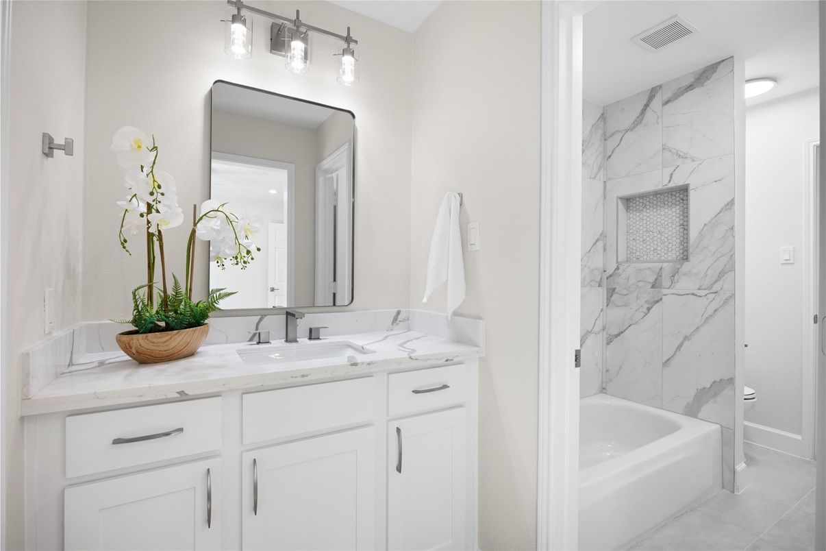 Bathroom, Dual Sink Vanities, Interior, Marble Walls